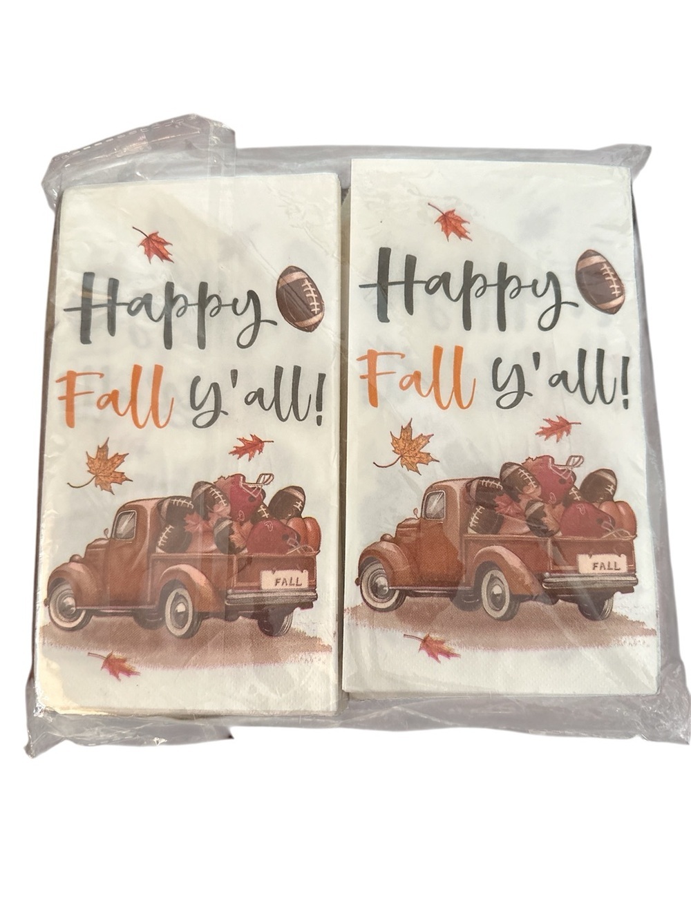 Happy Fall Y'all! Decorative Fall Napkins - Orange Brown 80 Pcs